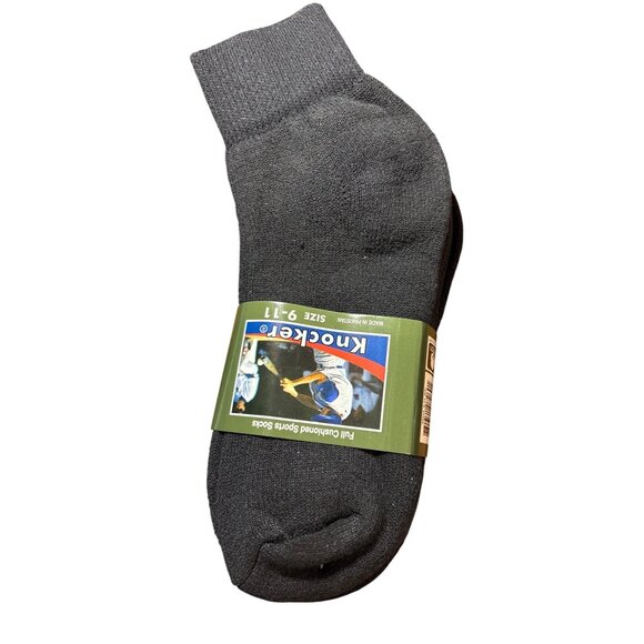 Knocker Mens Black Full Cushioned Ankle Sports Socks Sizes 9-11 NWT Thick 4-Pair - Picture 1 of 7